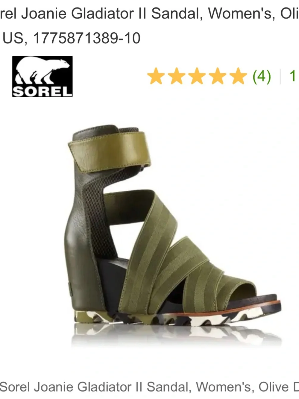 Sorel Joanie Olive Green Strappy Wedge Sandals Size US 11, Euro 42